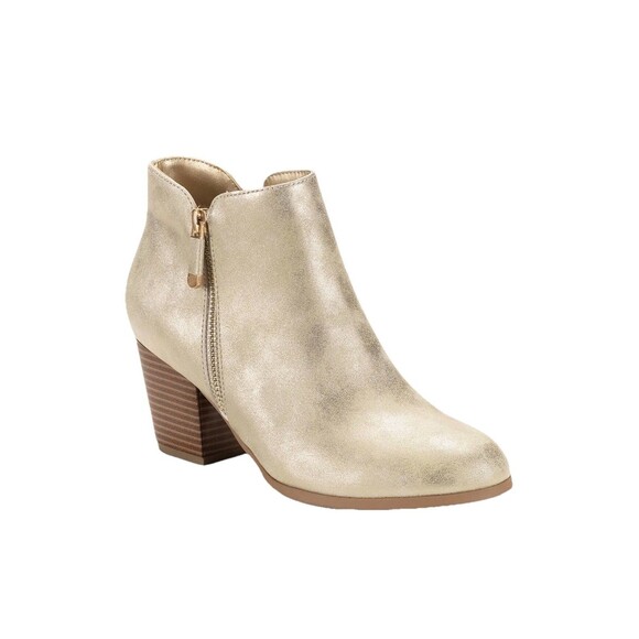 Style & Co Shoes - Style & Co Masrinaa Block-Heel Ankle Bootie Distressed Gold Size 7.5W NIB